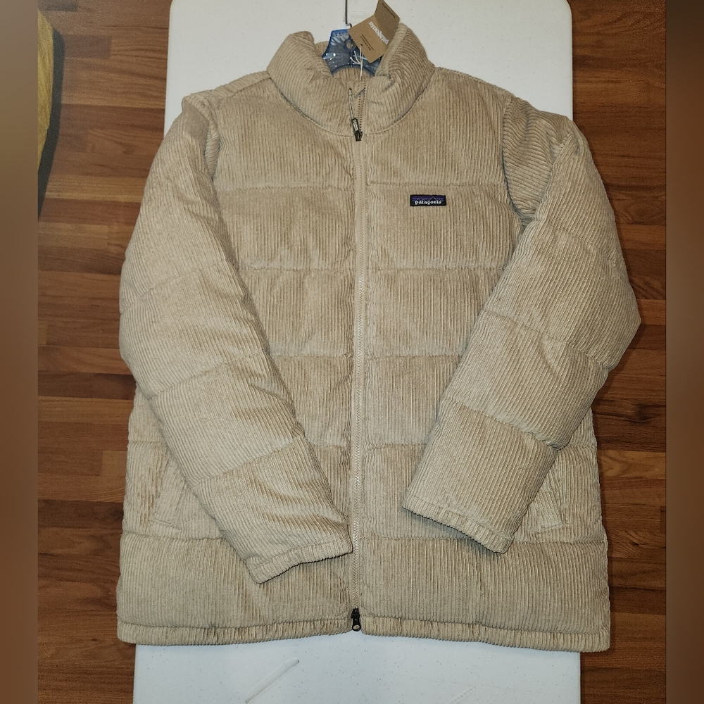 NWT PATAGONIA Corduroy Fjord Down Jacket OAR TAN SZ XL Women's